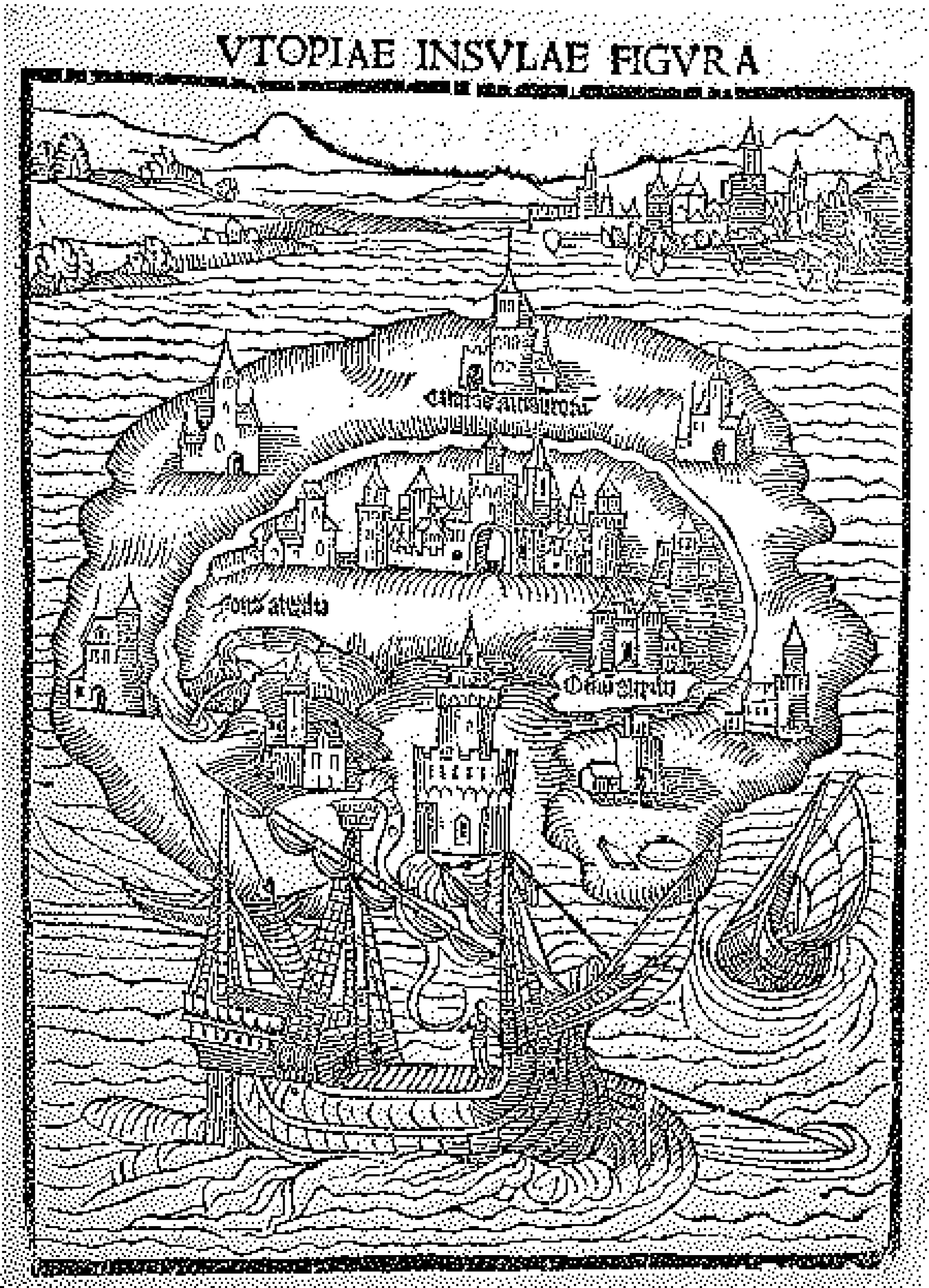 Ambrosius Holbein (attributed) "'Utopiae Insulae Figura' (The Figure of the Island of Utopia)", 1518